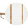 Mud Pie Large Round White/Natural Brown Wood Serving Paddle Board 25 1/5″ x 20″