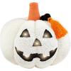 Mud Pie Light Up Sherpa Jack-o-Lantern Pillow, Orange,8″ x 9″(Cream)