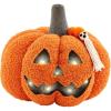 Mud Pie Light Up Sherpa Jack-o-Lantern Pillow, Orange,8″ x 9″(Orange)