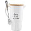 Mud Pie Melamine Pitcher and Spoon Set, White, 31 oz