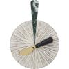 Mud Pie Round Marble Board Set, Natural, 8″dia x 3.25″| spreader 6″