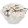Mud Pie Salsa Ceramic Dip Cup Set, Nacho, White & Silver