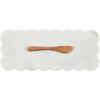 Mud Pie Scallop Marble Board Set, White, 12″ x 5″
