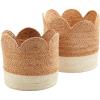 Mud Pie Scalloped Edge Jute Basket, Small 10″ x 10″ Dia | Large 12″ x 12″ Dia