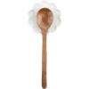 Mud Pie Scalloped Spoon Rest and Wooden Spoon Set, White, 5″ dia,