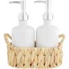 Mud Pie Soap Pump Set, Water Hyacinth, Pump 8″ x 3″ Dia | Basket 4″ x 7″