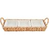 Mud Pie Water Hyacinth Section Server, 5″ x 16 1/4″, White, Brown