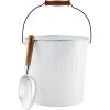 Mud Pie, White, Enamel Tin Ice, Bucket 7.5″ x 7.5″ Dia | Scoop 8″