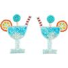 Mud Pie Womens Beaded Drink Dangle Earrings, Blue Cocktail