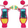 Mud Pie Womens Beaded Drink Dangle Earrings, Pink Cocktail, One Size
