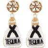 Mud Pie Womens Beaded Drink Dangle Earrings, Tequila, One Size