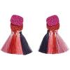 Mud Pie Women’s Beaded Tassel Earrings, Pink, One Size Fits Most
