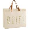 Mud Pie Women’s Bride Tote Bag, Tan, 14 1/4″ x 18″