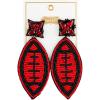 Mud Pie Women’s Gameday Beaded Earrings, 1.25″ x 2.75″ Red