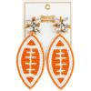 Mud Pie Women’s Gameday Beaded Earrings, 1.25″ x 2.75″ White