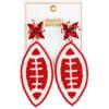 Mud Pie Women’s Gameday Beaded Earrings, 2.75″ x 1.25″ Red