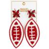 Mud Pie Women’s Gameday Beaded Earrings, 3.25″ x 1″ Red