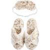 Mud Pie Women’s Leopard Fuzzy Slipper and Eyemask Set(Cream)