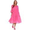 Mud Pie Womens Portland Midi Dress with 3/4 Sleeves(Pink)