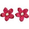 Mud Pie Women’s Raffia Flower Earrings-Pink; One Size Fits Most