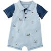 Mud Pie baby-boys Golf Pique Schiffly Romper(Blue)