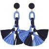 Mud Pie womens Mud Pie Raffia Tassel Earring, Blue Earrings, Blue, One Size US