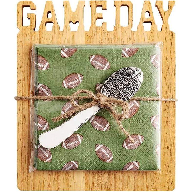 imageMud Pie Football Tailgate Cut Out Serving Board with Napkins and Spreader