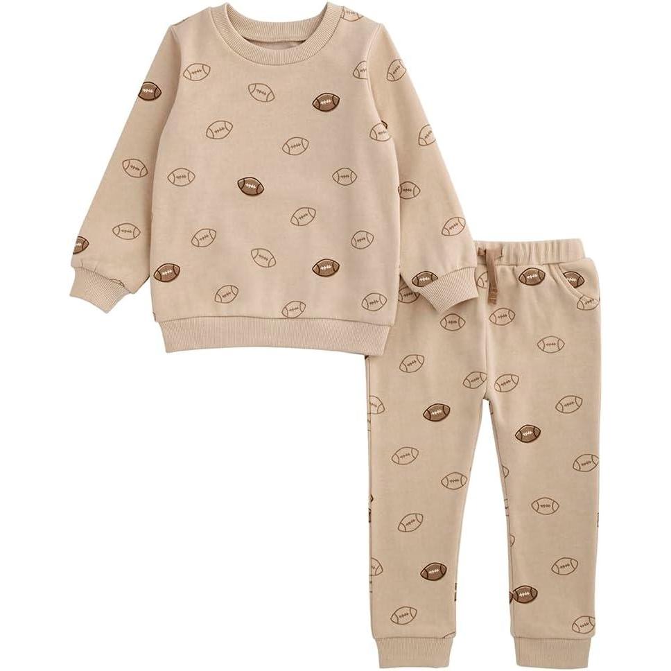 imageMud Pie babyboys Boy Football Print Twopiece Jogger SetBrown