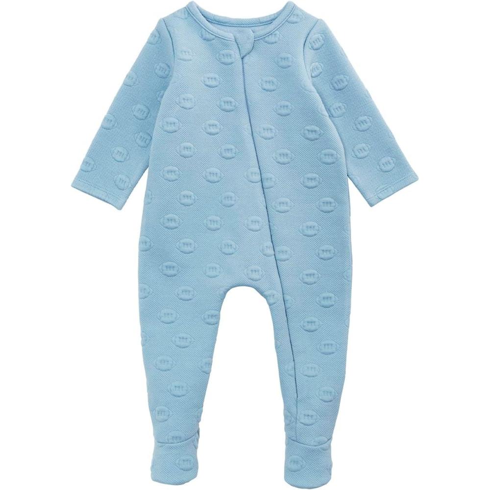imageMud Pie babyboys Kids Baby Boy Blue Quilted Football SleeperBlue