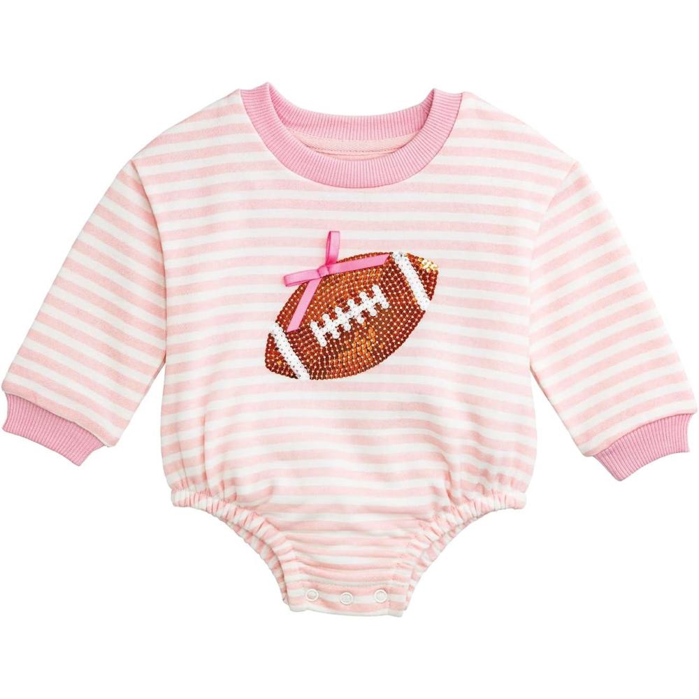 imageMud Pie Baby Girls Kids Baby Girl Stripe Sequin Onepiece BubblePink