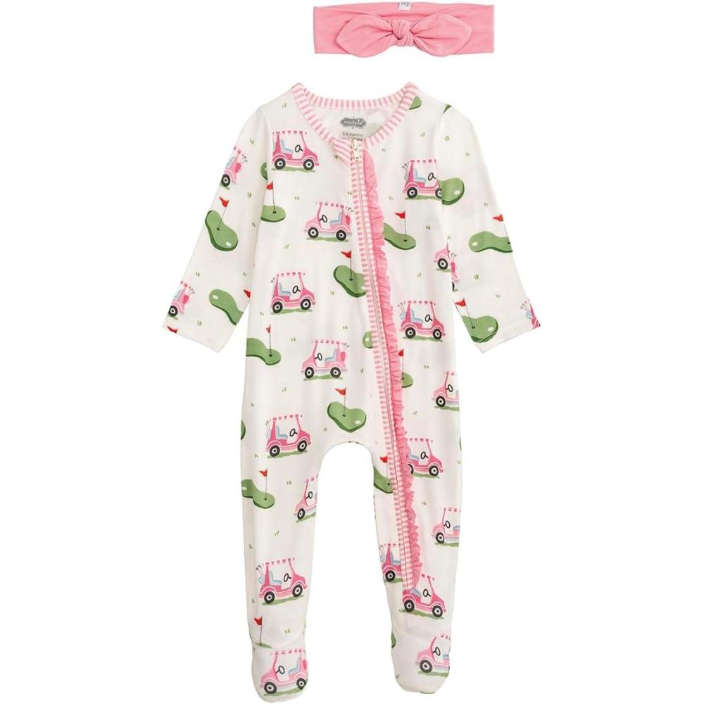 imageMud Pie Baby Kids Girl Golf Print Sleeper White