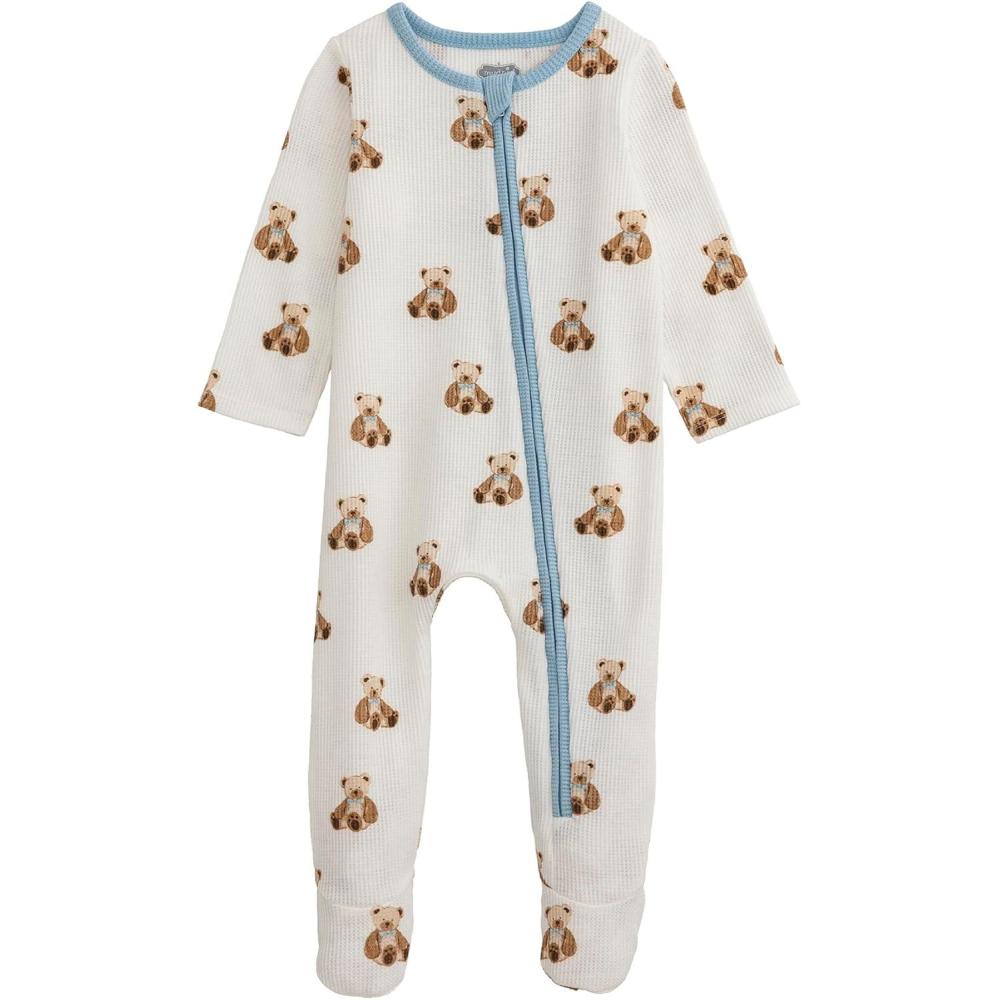 imageMud Pie Boys Baby Teddy Bear Print SleeperWhite