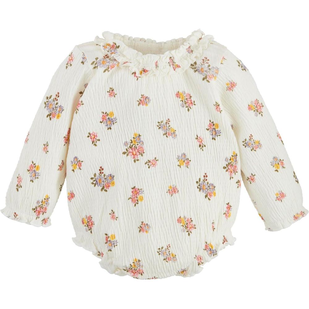imageMud Pie Childrens Crinkle Knit Floral Crawler 03M