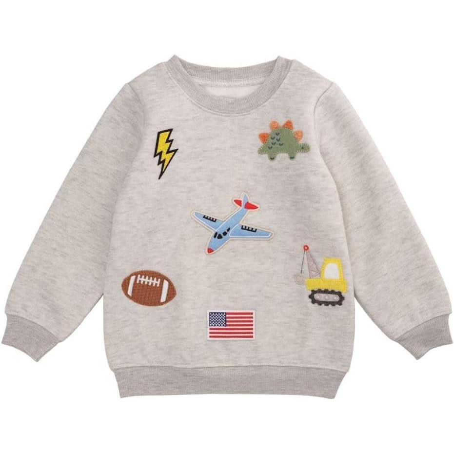 imageMud Pie Kids Boy Patch SweatshirtGrey