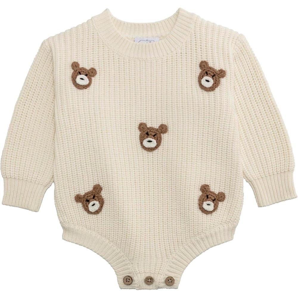 imageMud Pie UnisexBaby Mud Pie Baby Bear Sweater BubbleWhite