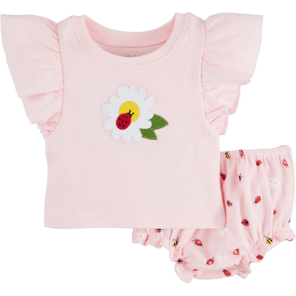 imageMud Pie babygirls Childrens Daisy Knit Pinafore SetPink