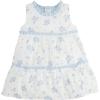 Mud Pie Baby Girls Children’s Blue Floral Tiered Dress(Blue)