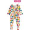 Mud Pie Girls Baby Flower Print Sleeper(White)