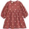 Mud Pie Girls Kids Embroidered Daisy Crinkle Gauze Dress, Rust/Copper
