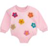 Mud Pie baby-girls Mud Pie Baby Girl Flower Sweatshirt Bubble(Pink)