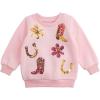 Mud Pie girls Mud Pie Kids Sequin Western Sweatshirt(Pink)