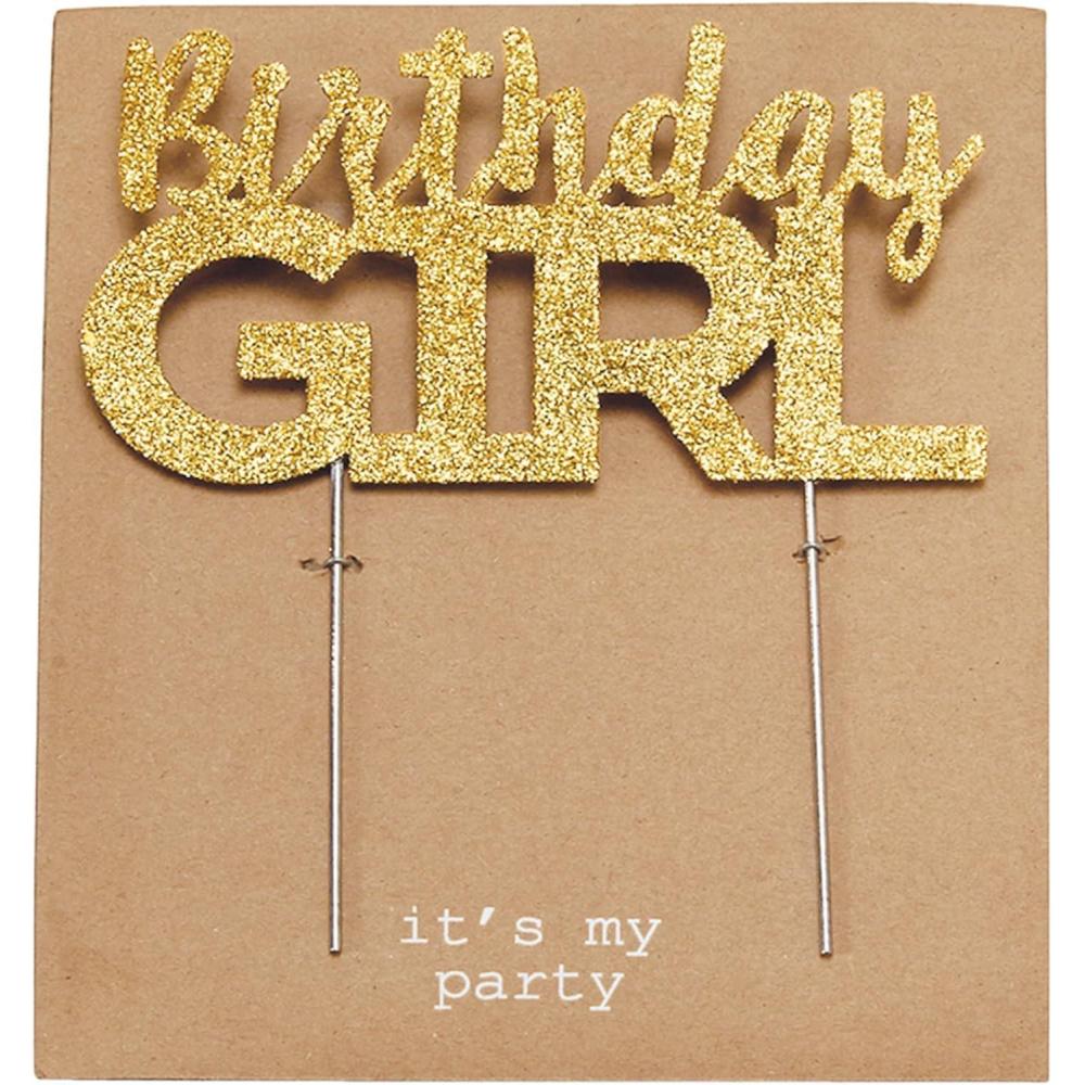 imageMud Pie Birthday Girl Gold Cake Topper Gold