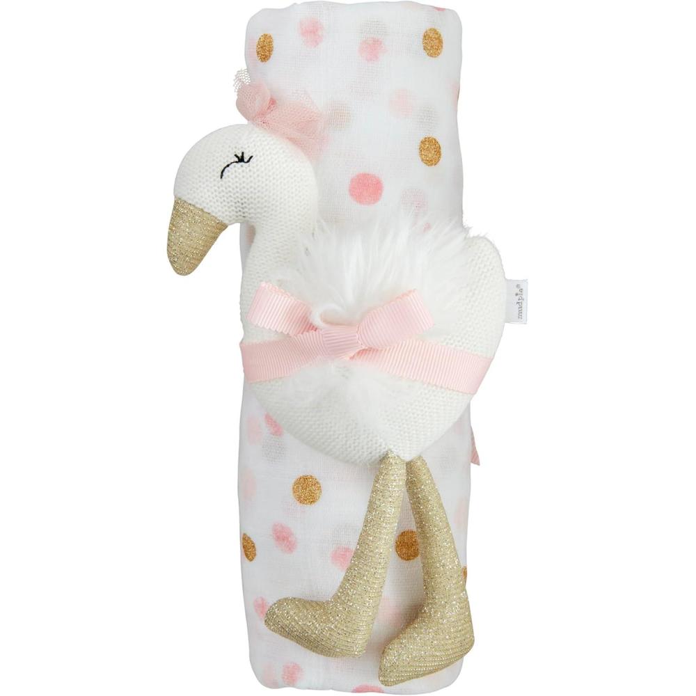 imageMud Pie Childrens Dot Swaddle and Rattle