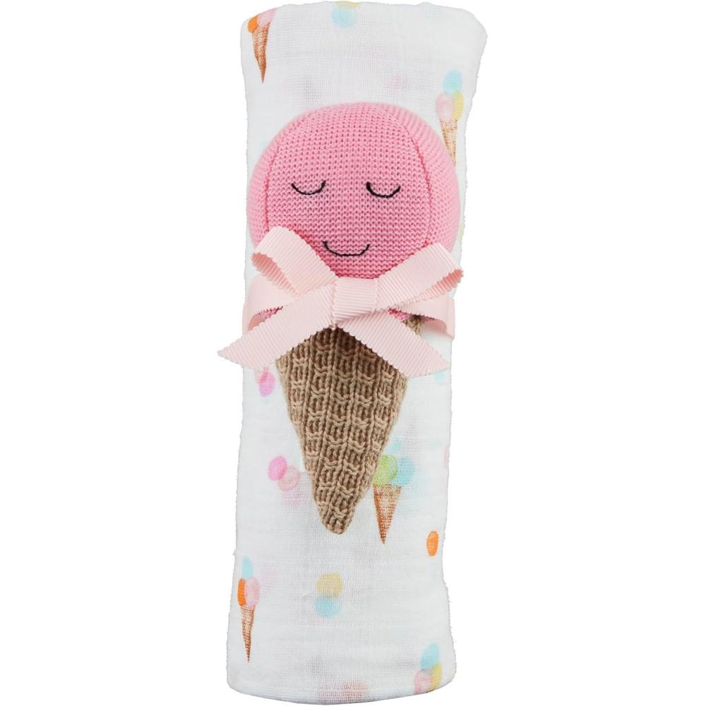 imageMud Pie Childrens Ice Cream Swaddle and Rattle