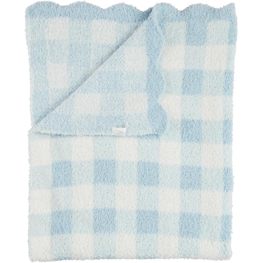 imageMud Pie Childrens Pink Scallop Chenille BlanketBlue Gingham