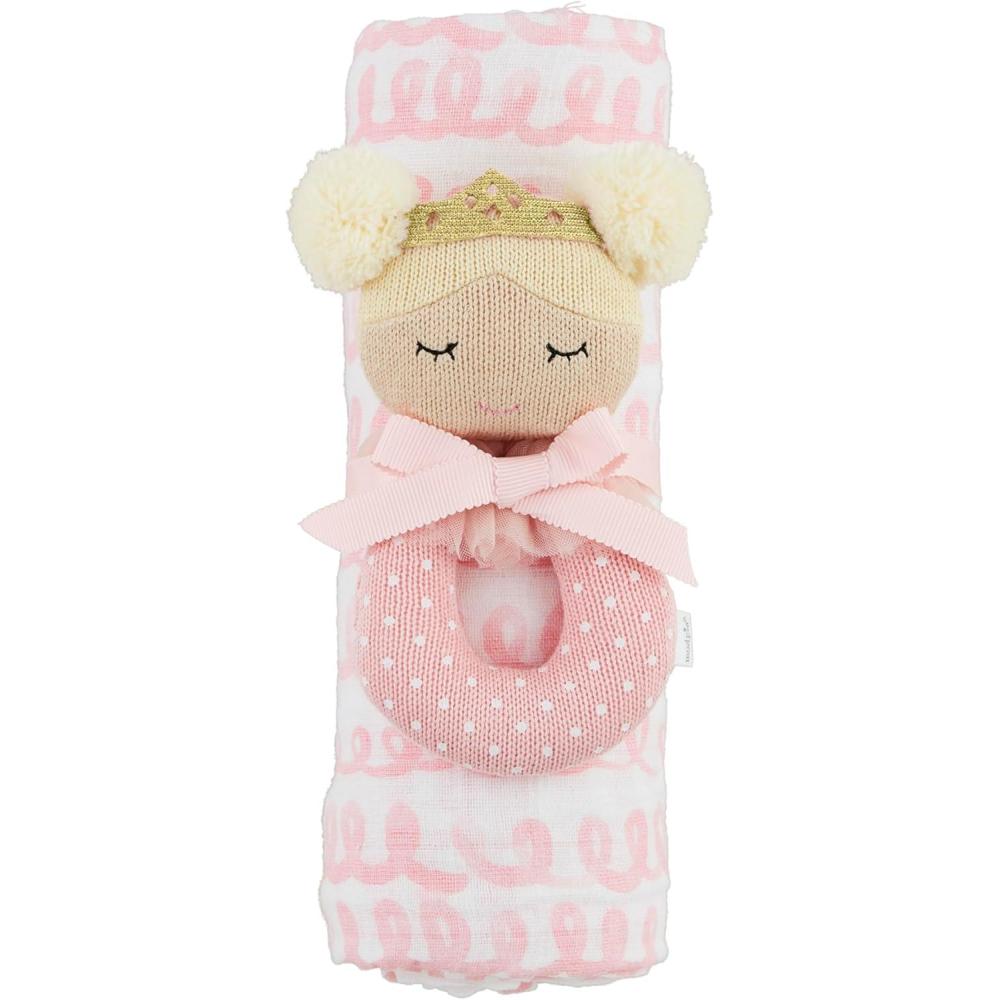 imageMud Pie Childrens Swirl Swaddle and Rattle