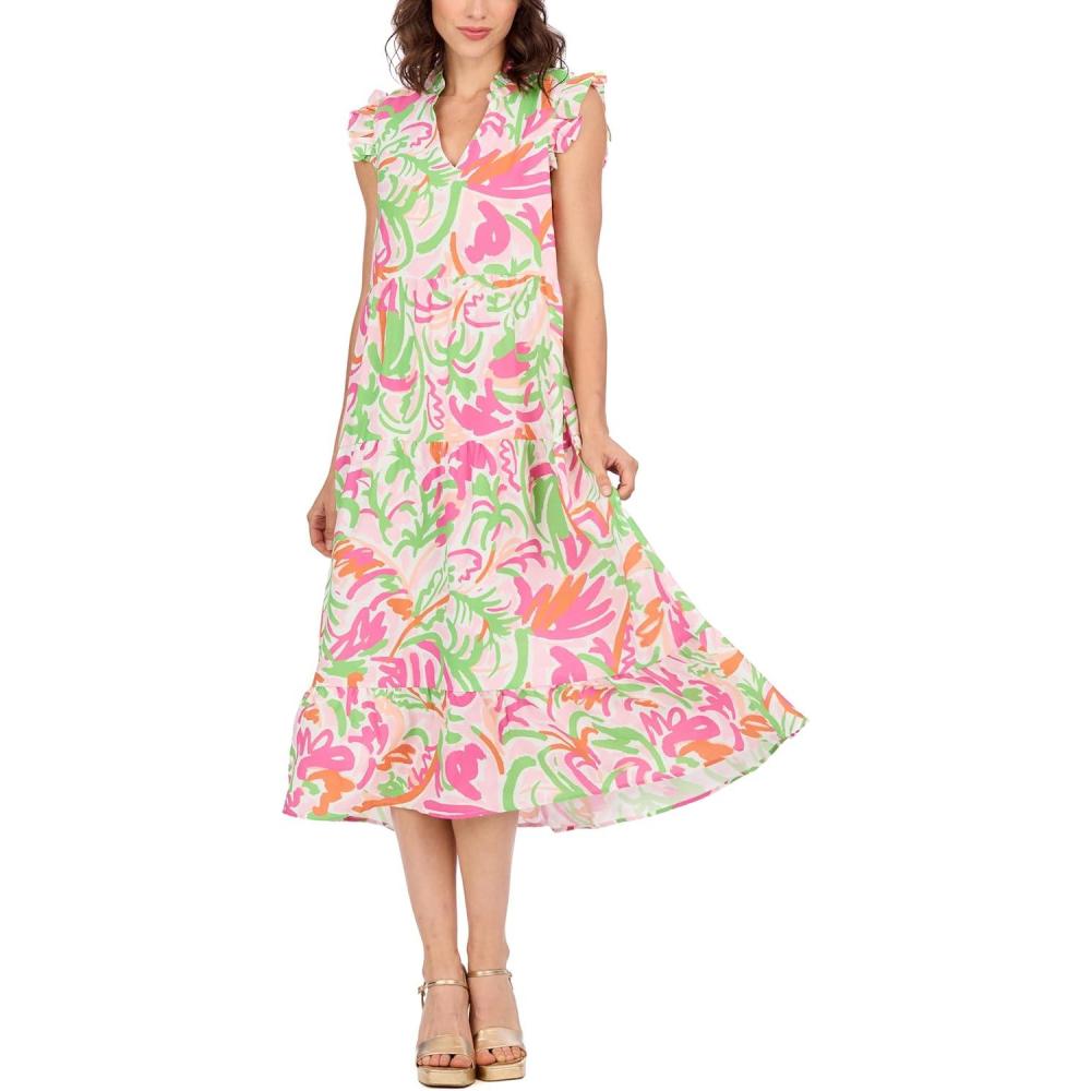 imageMud Pie Womens Adair Tiered Maxi DressPink