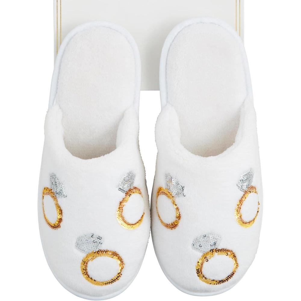 imageMud Pie Womens Bride Slippers SmallMedium 68  LargeExtra Large White