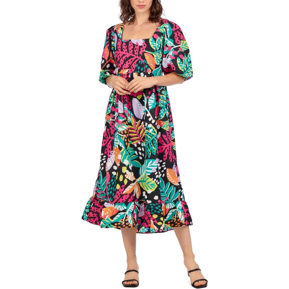 imageMud Pie Womens Gentry Printed Midi DressBlack