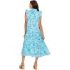 Mud Pie Women’s Adair Tiered Maxi Dress(Blue)